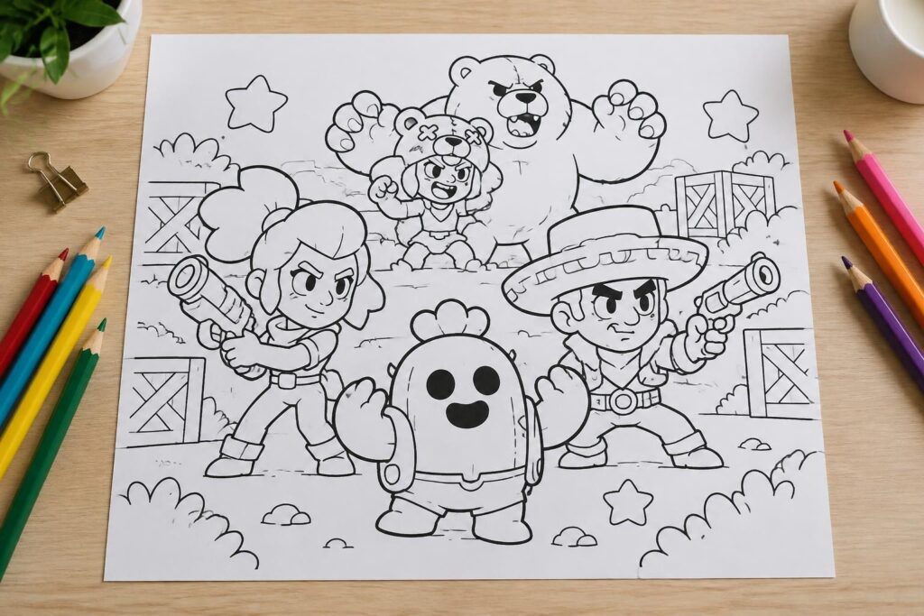 téléchargez et imprimez des coloriages brawl stars : retrouvez vos personnages préférés et donnez vie à l’univers du jeu avec vos couleurs.
